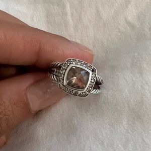 David Yurman Petite Albion Ring with Morganite and Pavé Diamonds